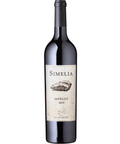 Simelia Merlot 2013 wine bottle on a white background